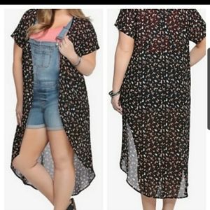 Torrid 4/5 Sheer Floral Maxi Kimono NWOT